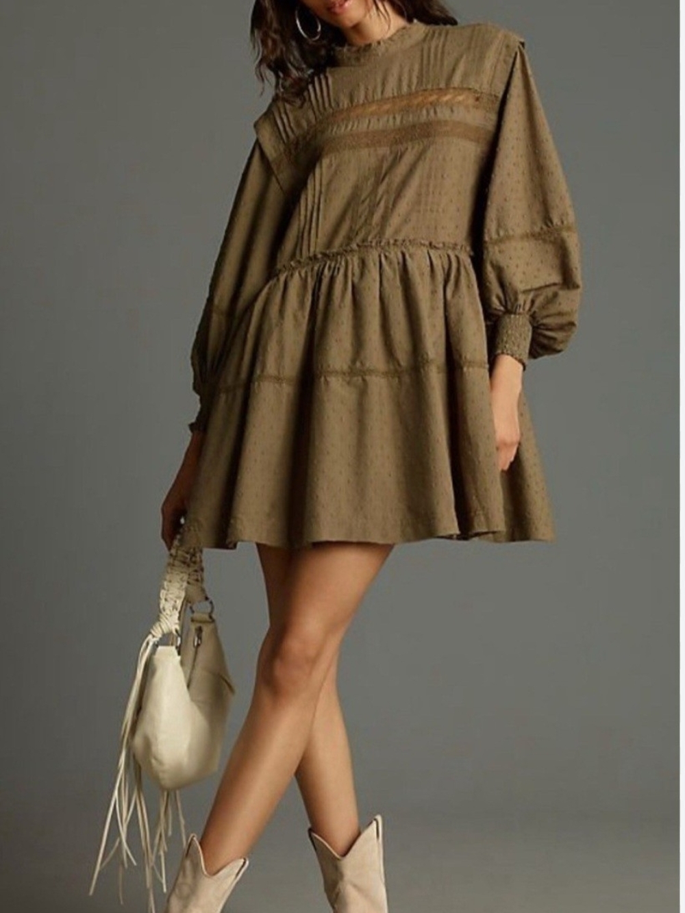 Anthropologie Olive Mini Dress with Balloon Sleeves